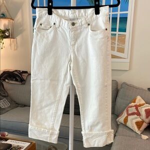 Columbia White Cuffed Cropped Jeans Relaxed Fit